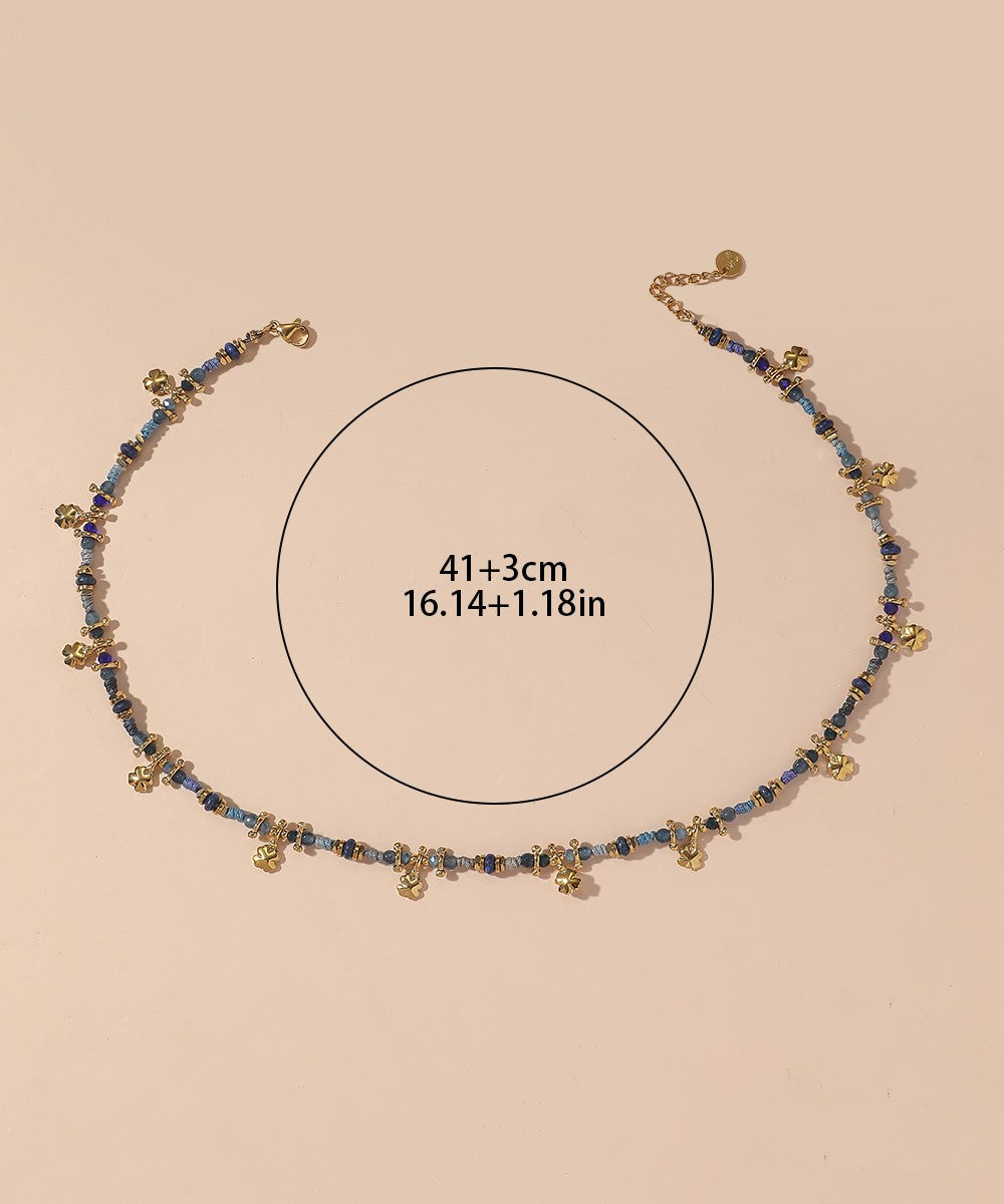 Collier Cordon acier inoxydable perles cristal 25CA013