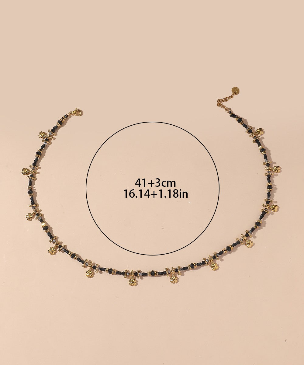 Collier Cordon acier inoxydable perles cristal 25CA013
