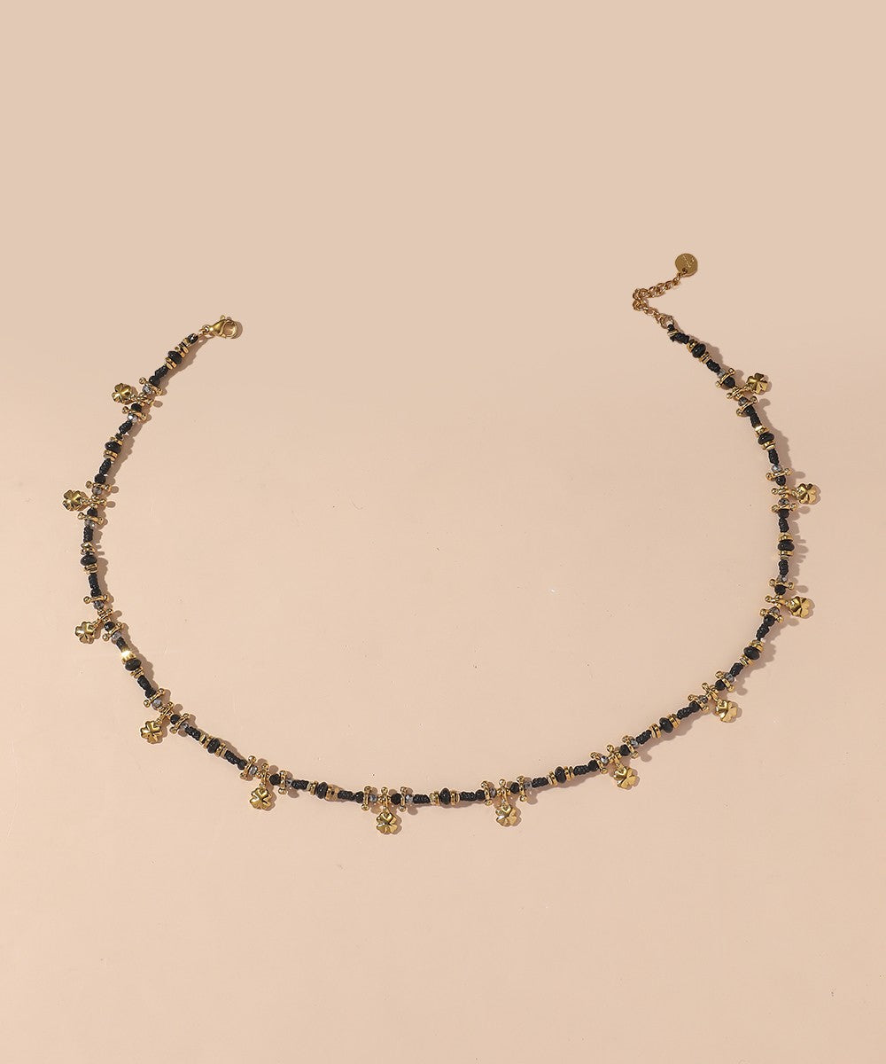 Collier Cordon acier inoxydable perles cristal 25CA013