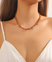Collier Cordon acier inoxydable perles cristal 25CA013