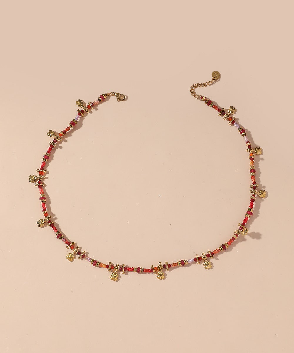 Collier Cordon acier inoxydable perles cristal 25CA013