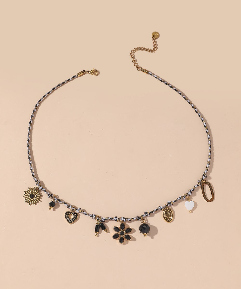 Collier Cordon acier inoxydable perles cristal 25CA004