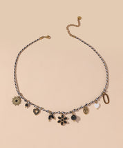 Collier Cordon acier inoxydable perles cristal 25CA004
