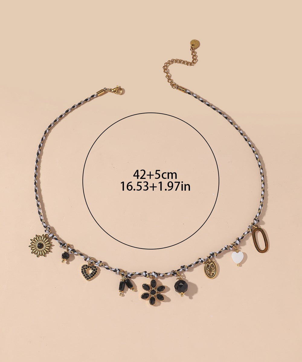 Collier Cordon acier inoxydable perles cristal 25CA004