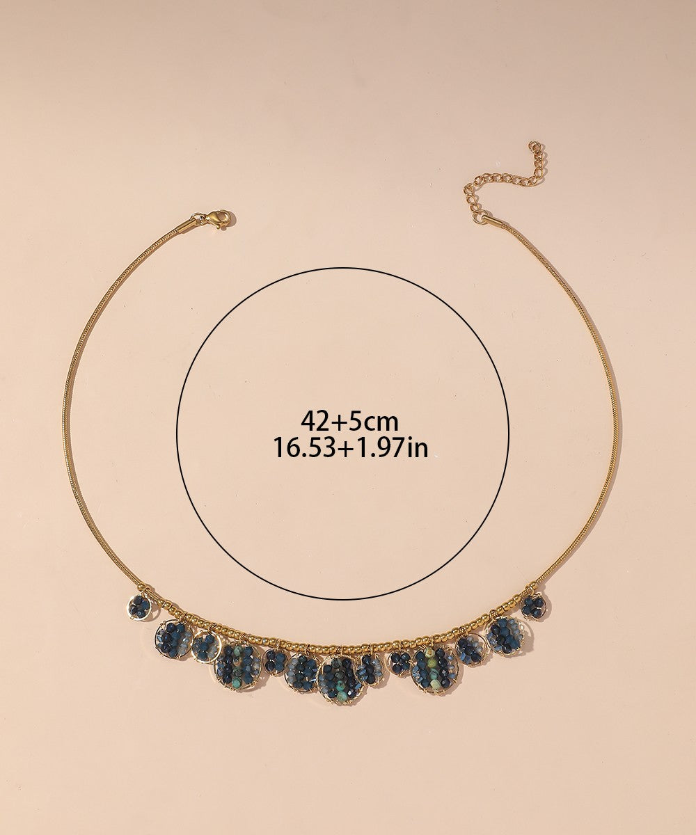 Collier acier inoxydable perles cristal 25CA012