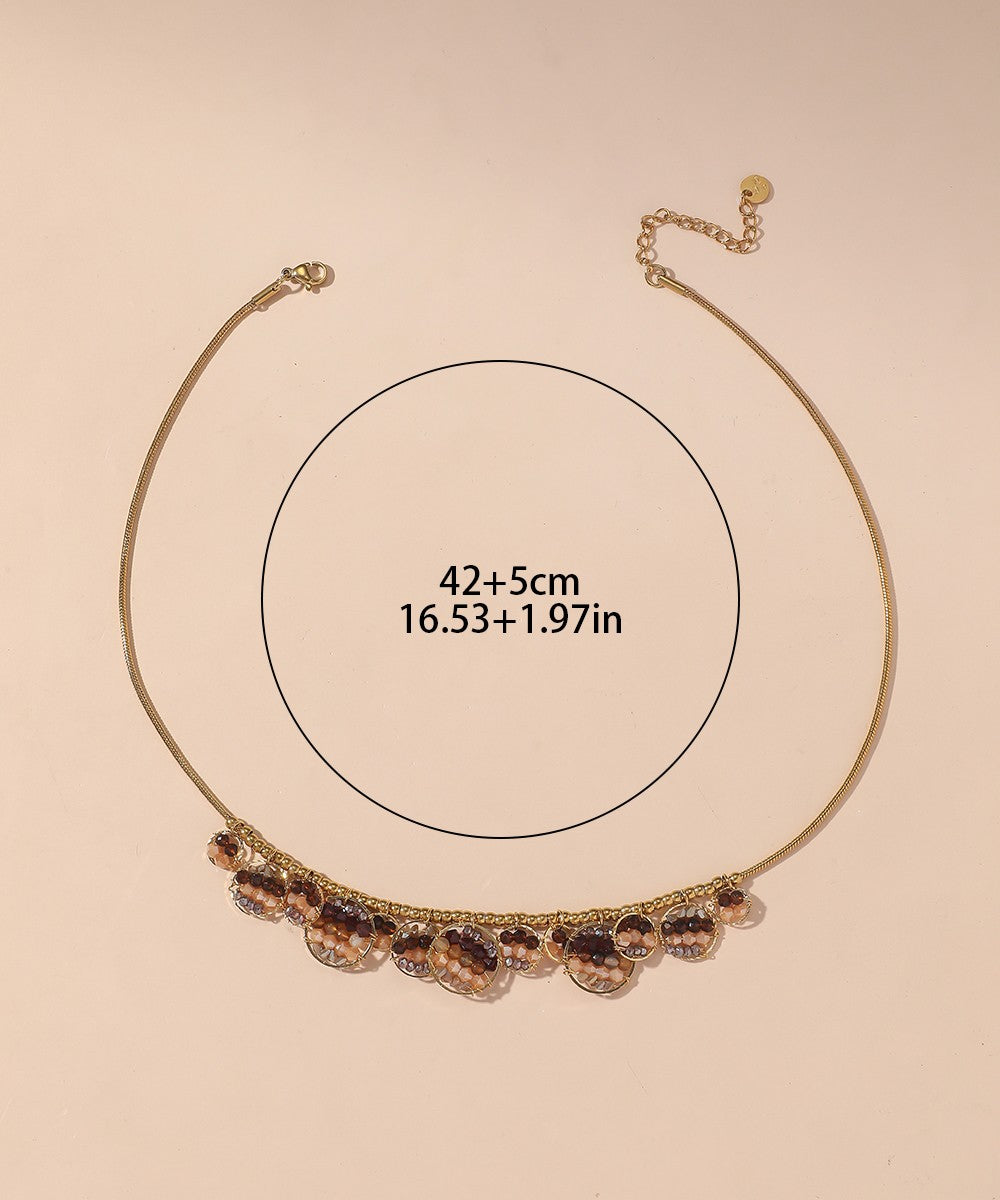 Collier acier inoxydable perles cristal 25CA012