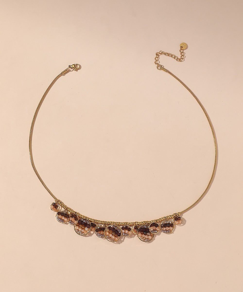 Collier acier inoxydable perles cristal 25CA012