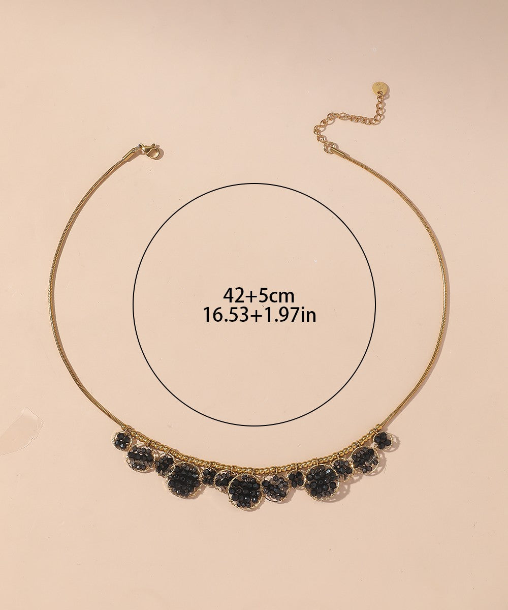 Collier acier inoxydable perles cristal 25CA012