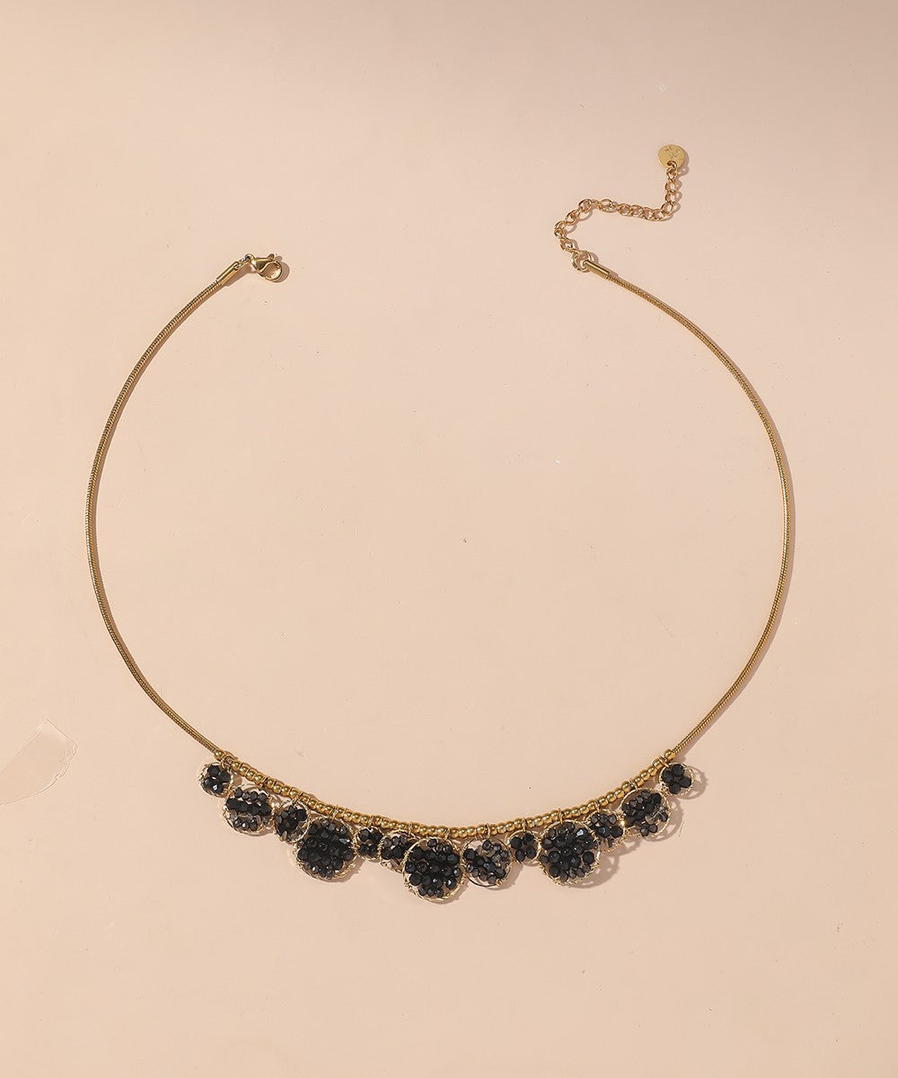 Collier acier inoxydable perles cristal 25CA012