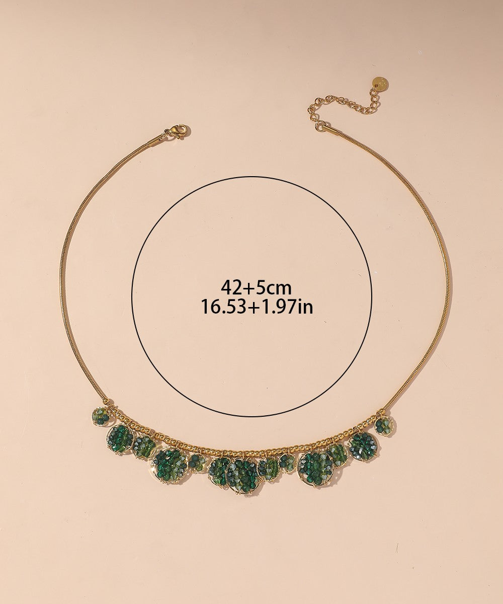 Collier acier inoxydable perles cristal 25CA012