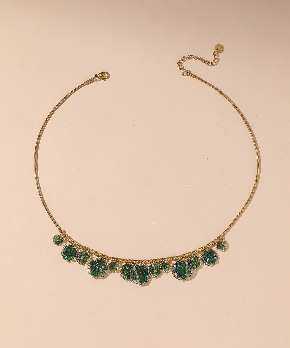 Collier acier inoxydable perles cristal 25CA012