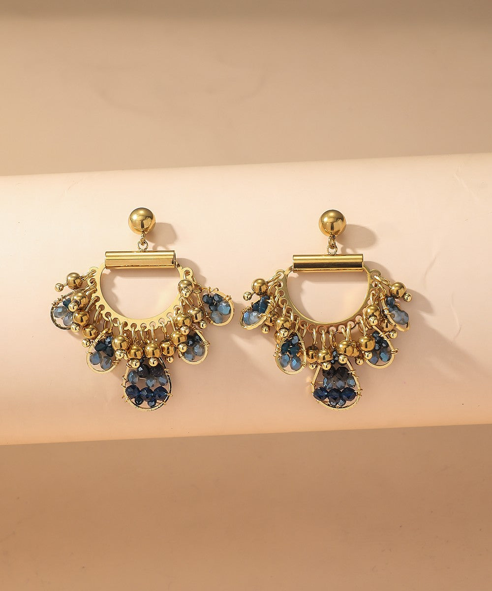 Boucles d'Oreilles Clou Acier inoxydable perles cristal 25BOA001