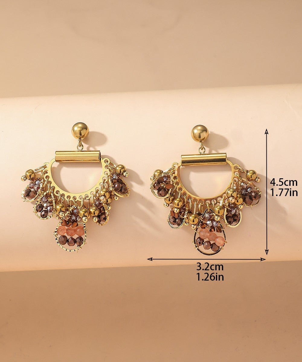 Boucles d'Oreilles Clou Acier inoxydable perles cristal 25BOA001