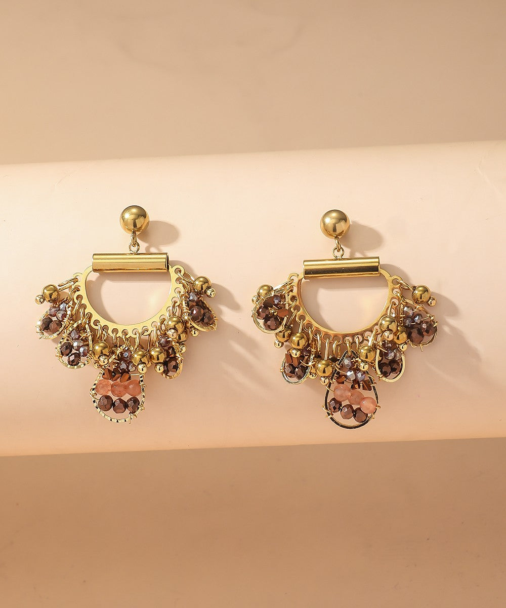 Boucles d'Oreilles Clou Acier inoxydable perles cristal 25BOA001