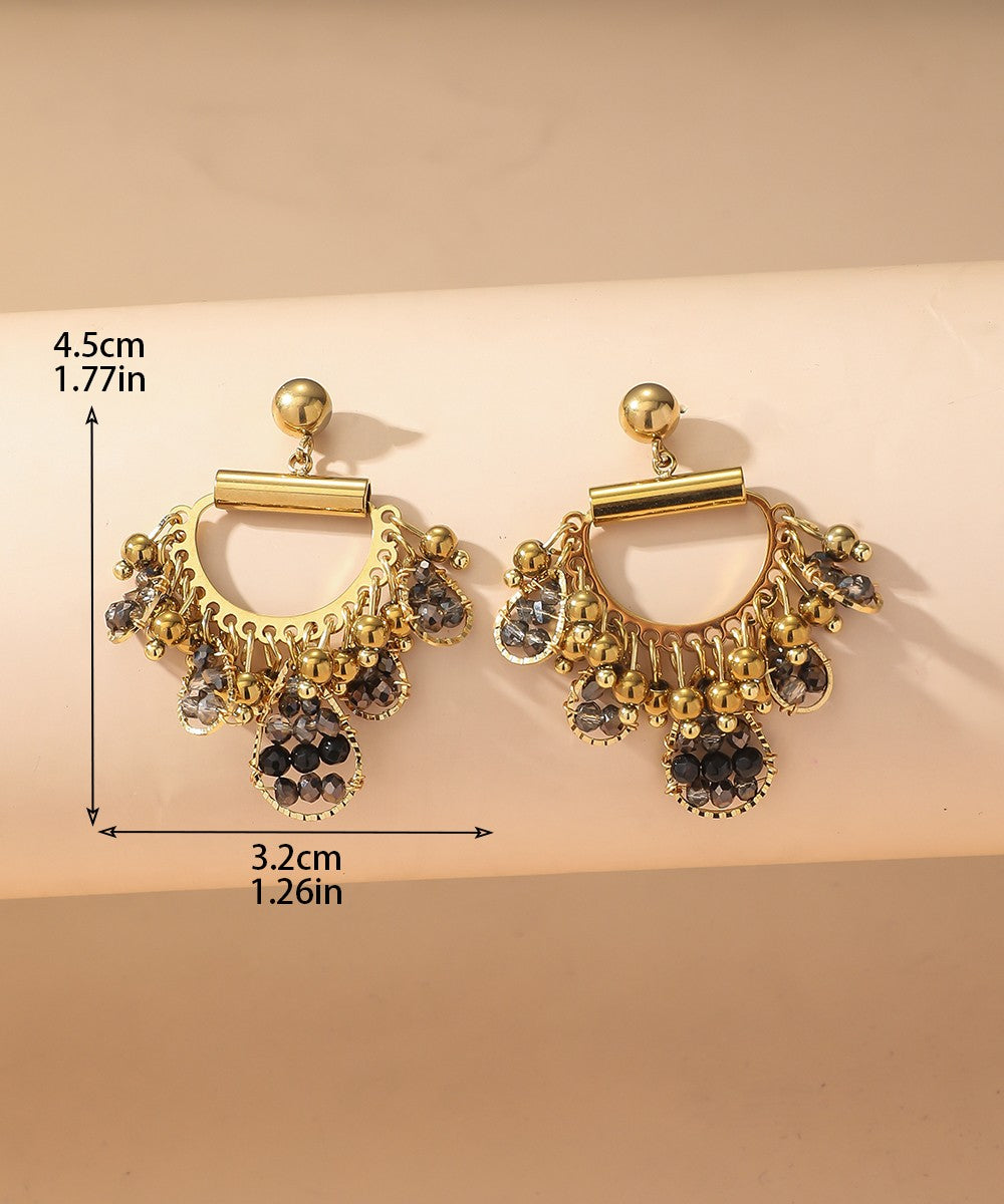 Boucles d'Oreilles Clou Acier inoxydable perles cristal 25BOA001