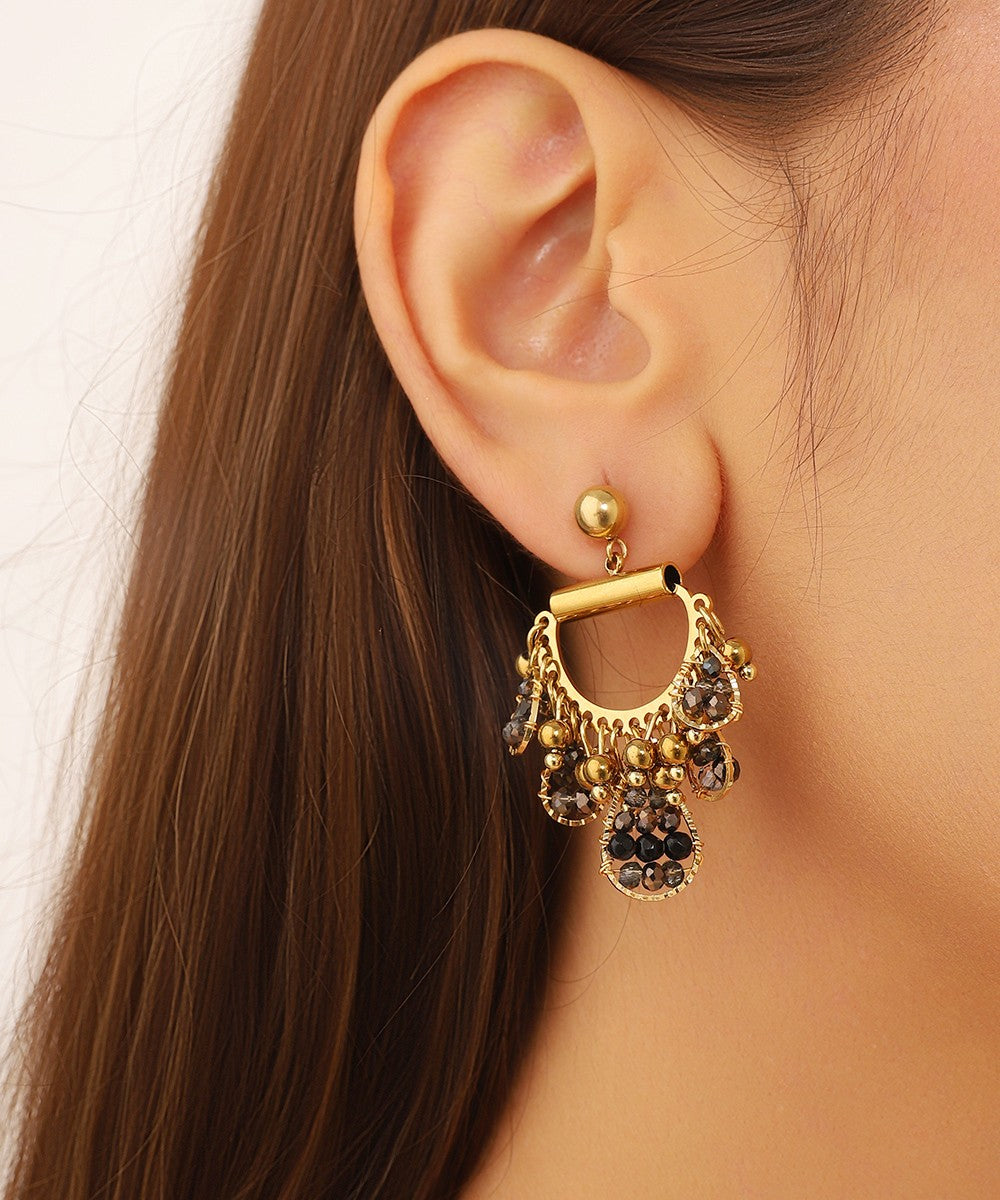 Boucles d'Oreilles Clou Acier inoxydable perles cristal 25BOA001