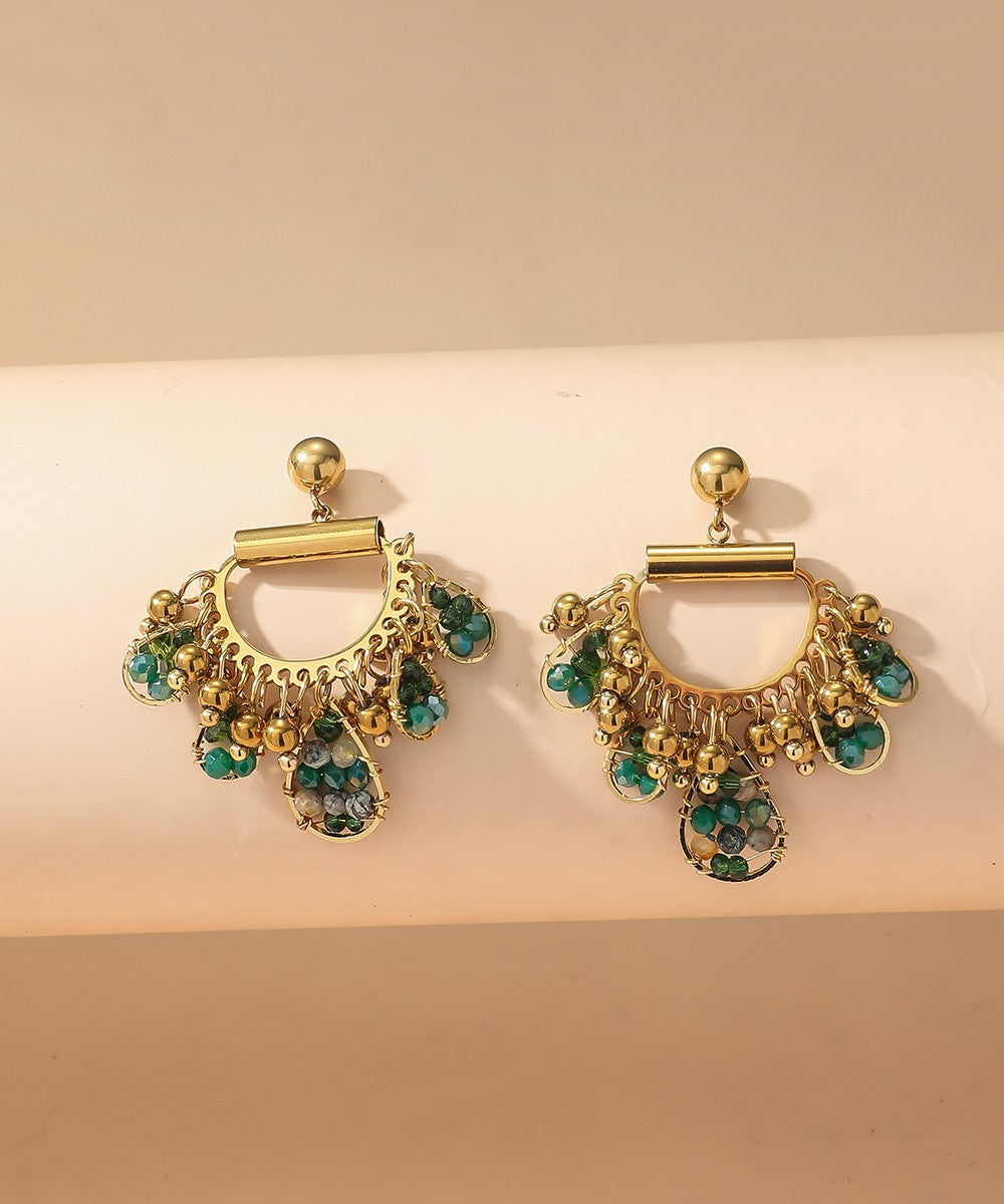 Boucles d'Oreilles Clou Acier inoxydable perles cristal 25BOA001