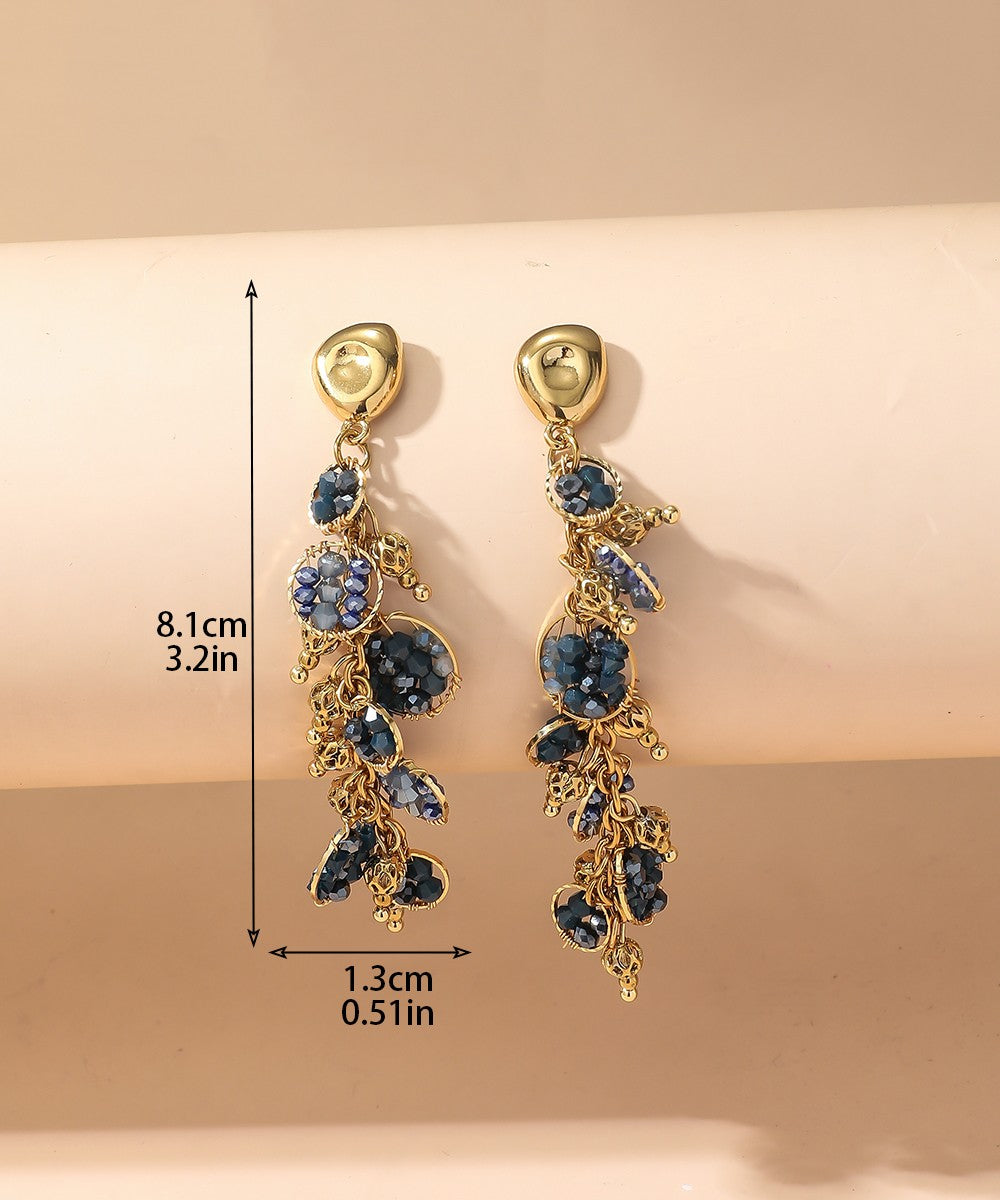 Boucles d'Oreilles Clou Acier inoxydable perles cristal 25BOA002