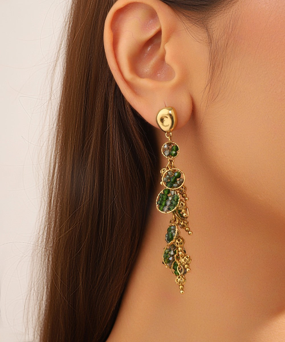 Boucles d'Oreilles Clou Acier inoxydable perles cristal 25BOA002