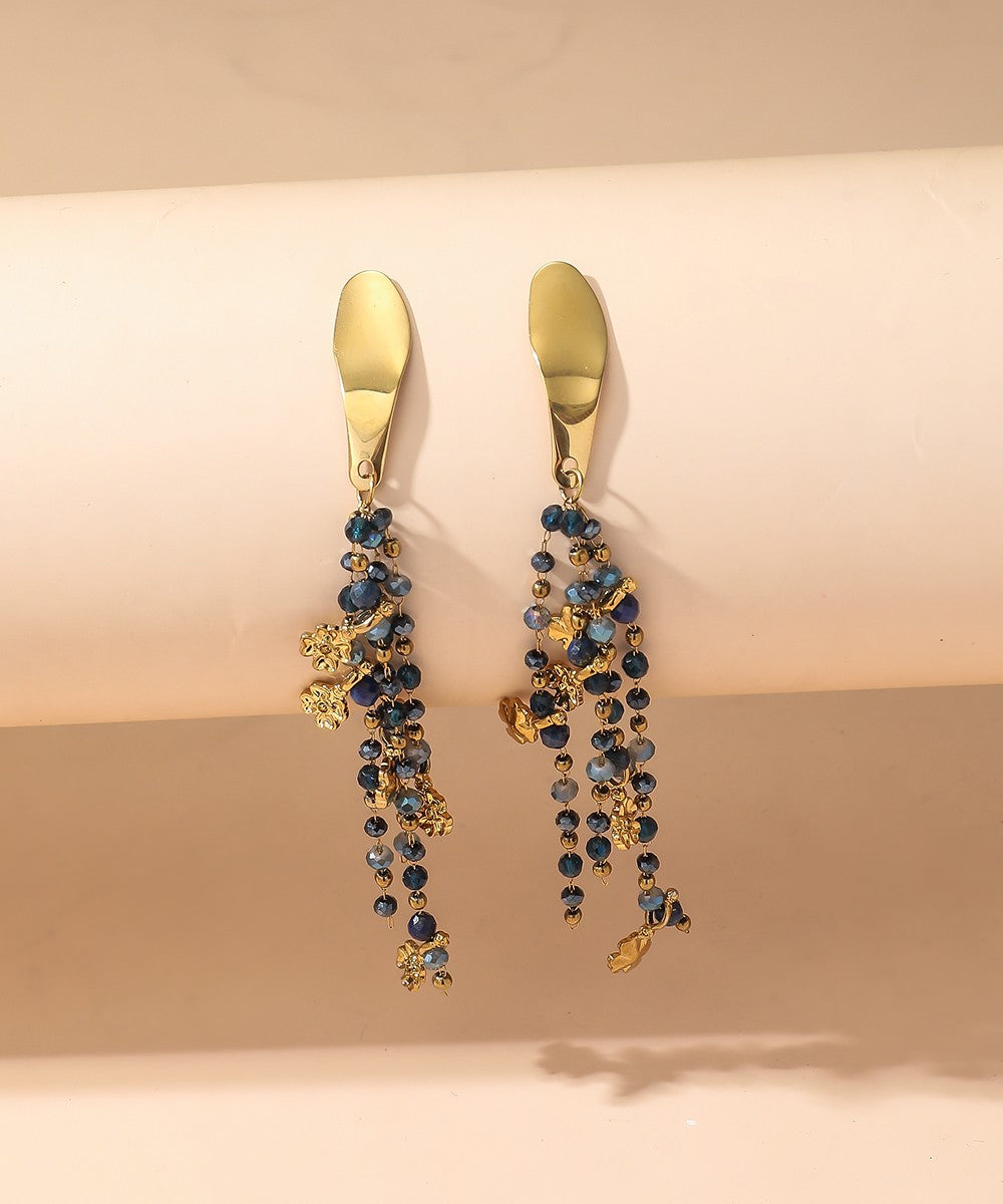 Boucles d'Oreilles Clou Acier inoxydable perles cristal 25BOA005