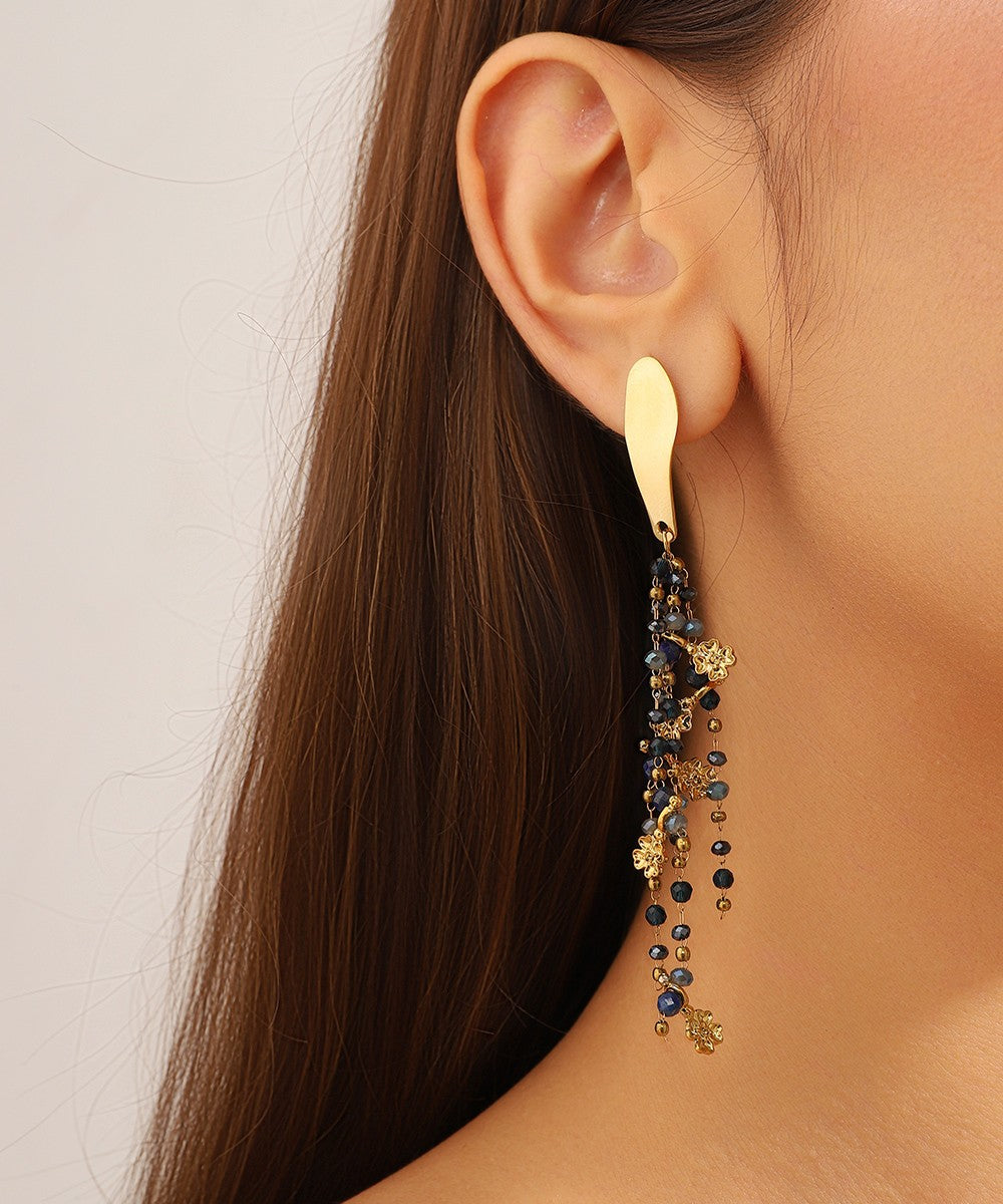 Boucles d'Oreilles Clou Acier inoxydable perles cristal 25BOA005
