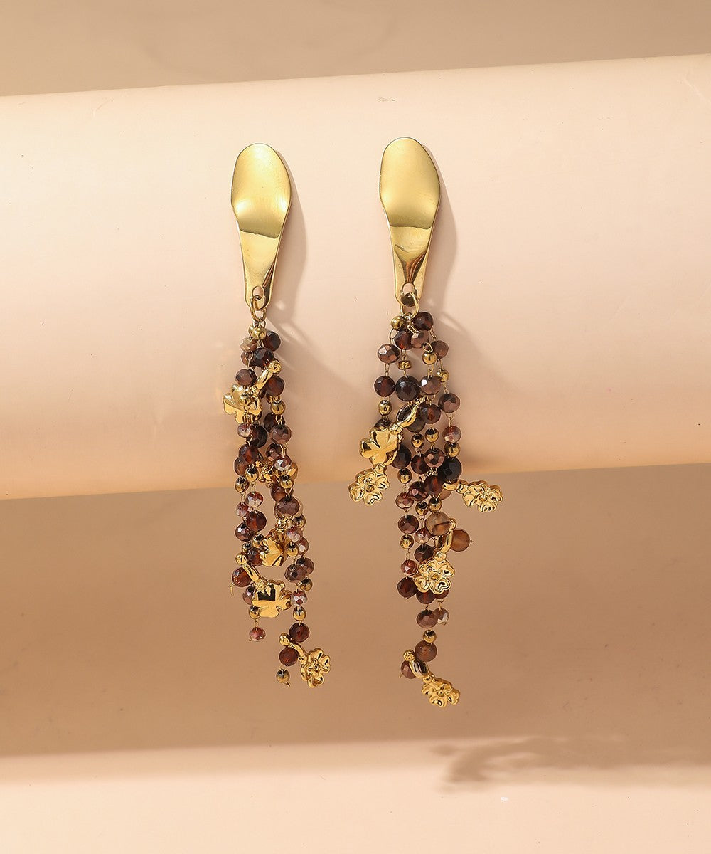 Boucles d'Oreilles Clou Acier inoxydable perles cristal 25BOA005