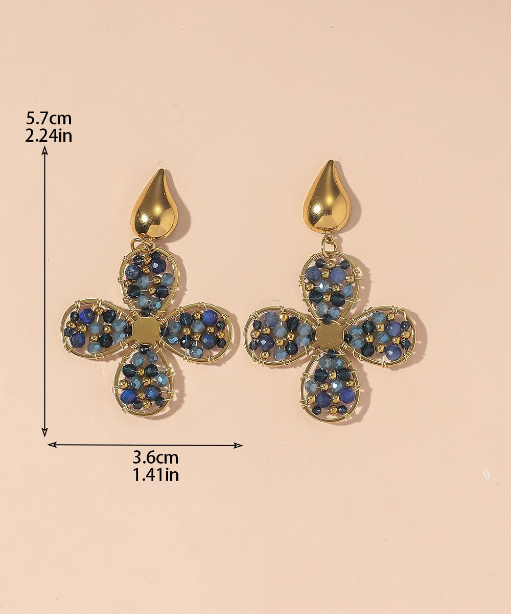 Boucles d'Oreilles Clou Acier inoxydable perles cristal 25BOA006