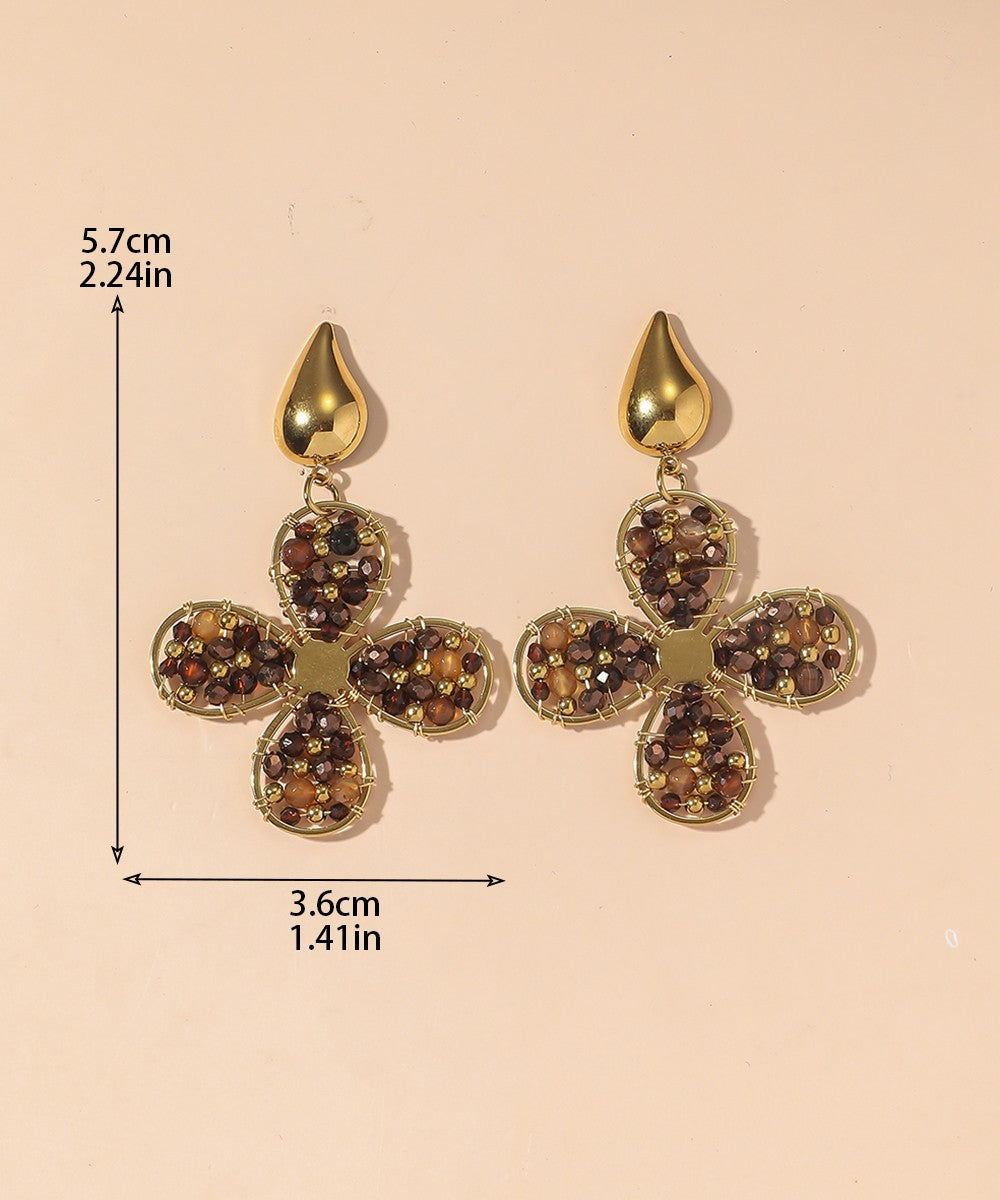 Boucles d'Oreilles Clou Acier inoxydable perles cristal 25BOA006