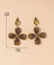 Boucles d'Oreilles Clou Acier inoxydable perles cristal 25BOA006