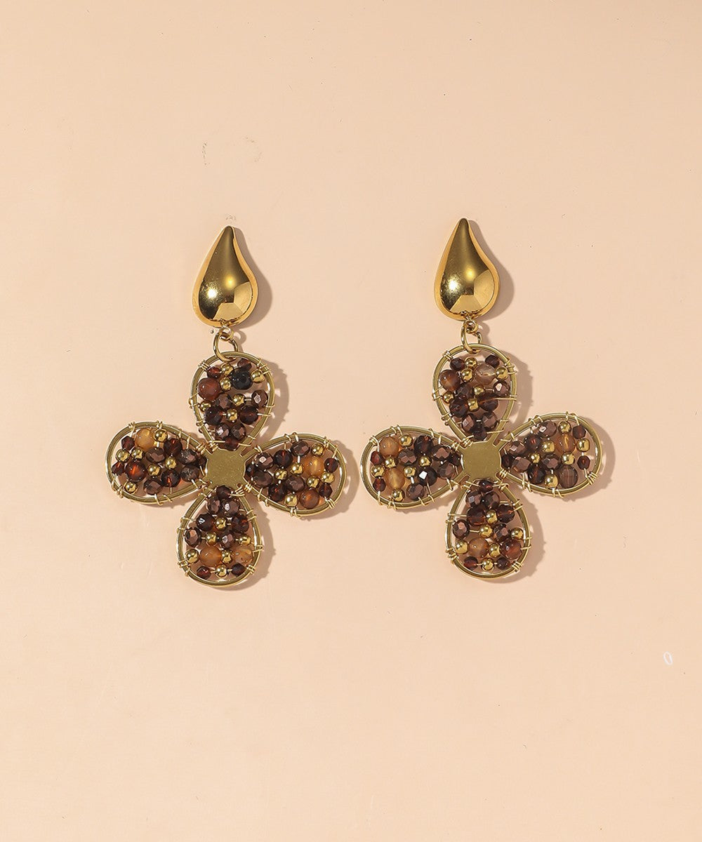 Boucles d'Oreilles Clou Acier inoxydable perles cristal 25BOA006