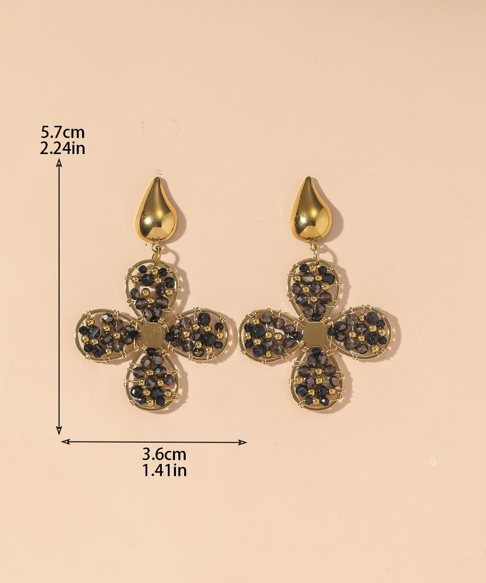 Boucles d'Oreilles Clou Acier inoxydable perles cristal 25BOA006