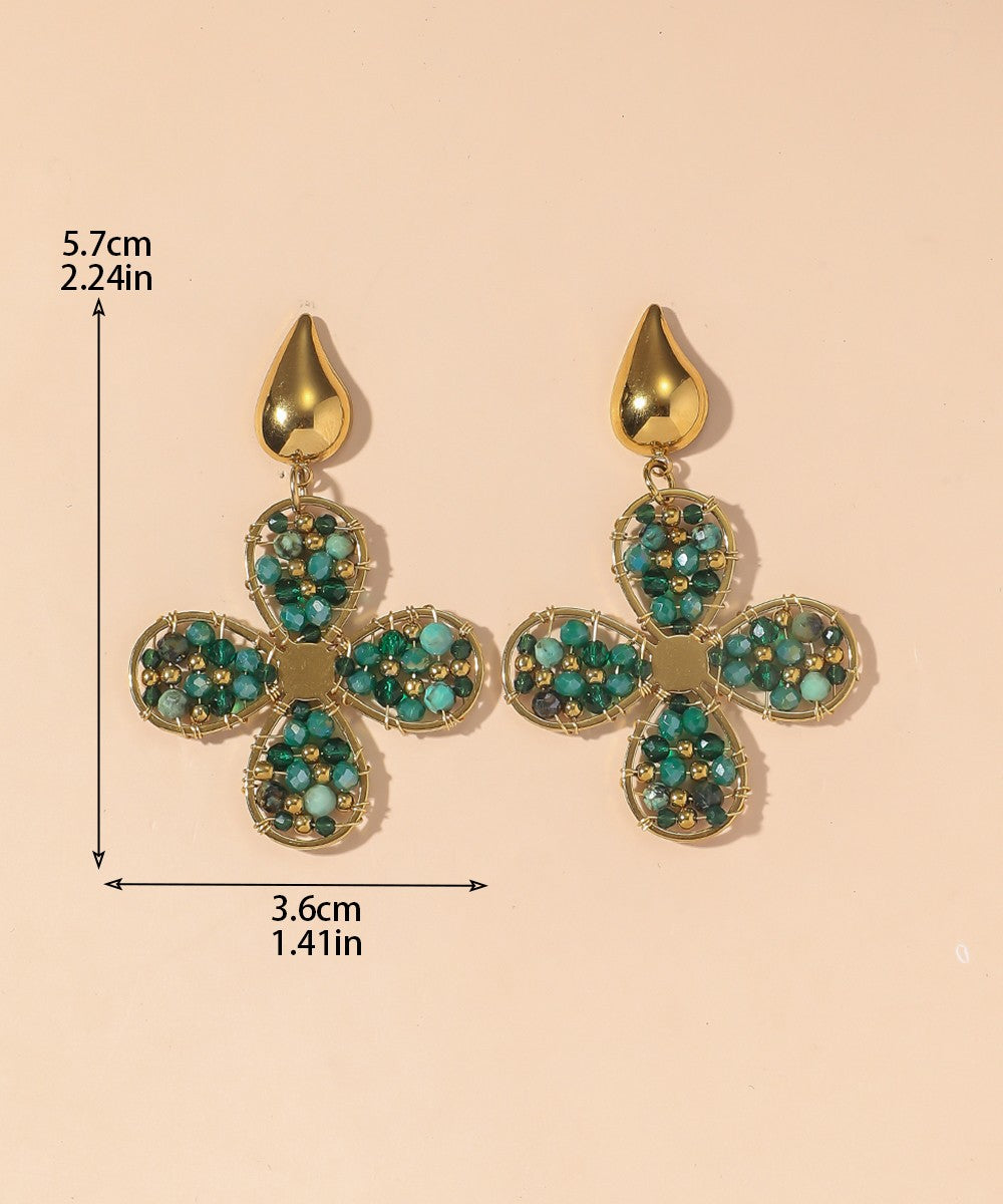 Boucles d'Oreilles Clou Acier inoxydable perles cristal 25BOA006
