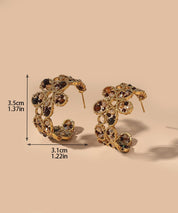 Boucles d'Oreilles Clou Acier inoxydable perles cristal 25BOA004