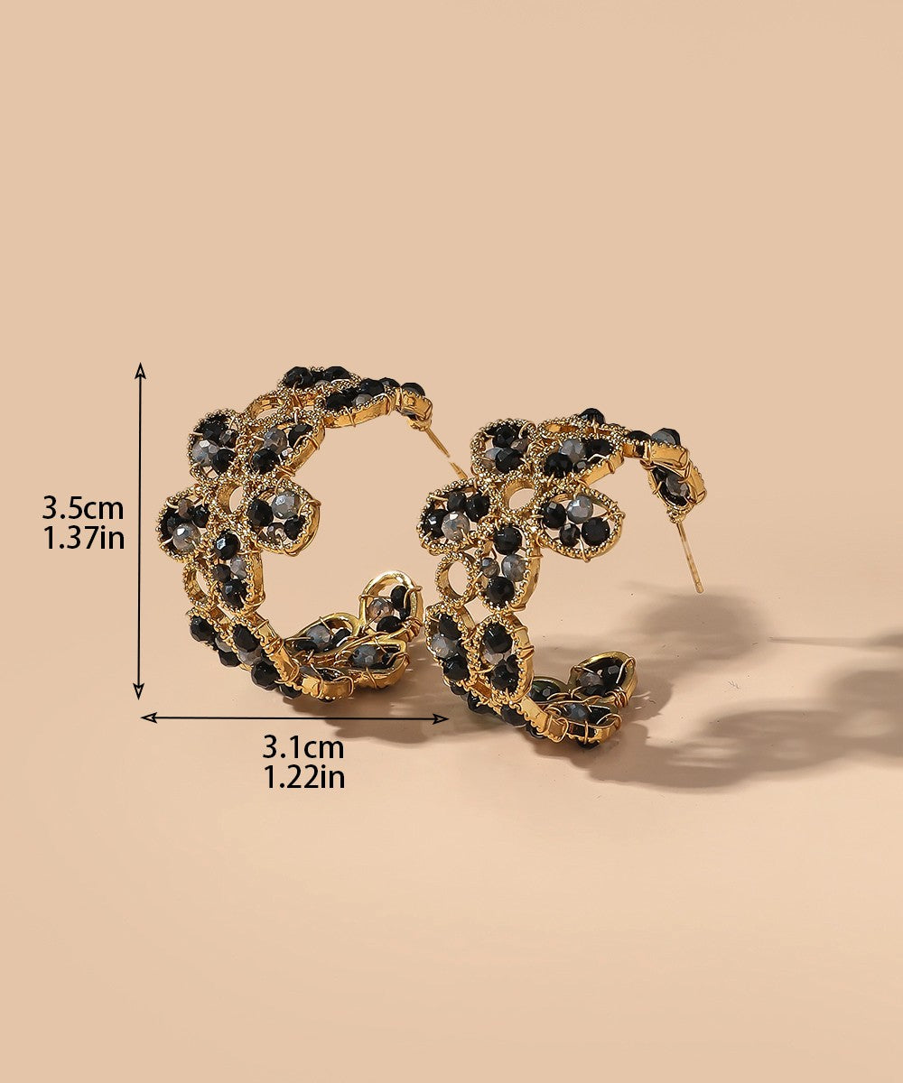 Boucles d'Oreilles Clou Acier inoxydable perles cristal 25BOA004