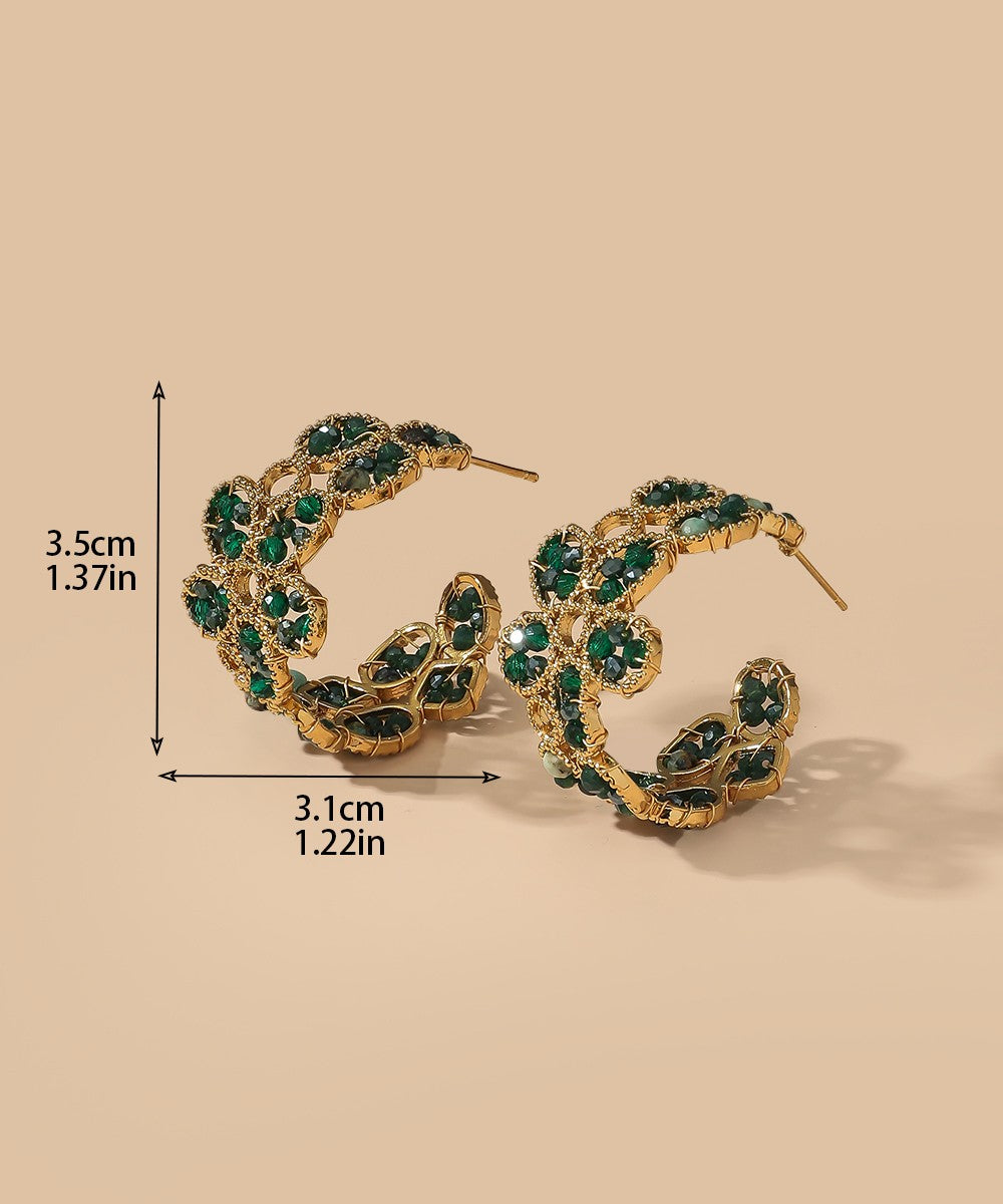Boucles d'Oreilles Clou Acier inoxydable perles cristal 25BOA004