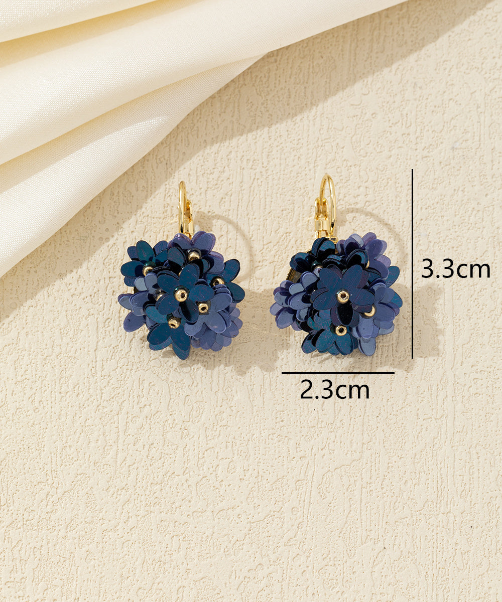 Boucles d’oreilles pendantes fleurs sequins Dormeuse – 26AHBO001
