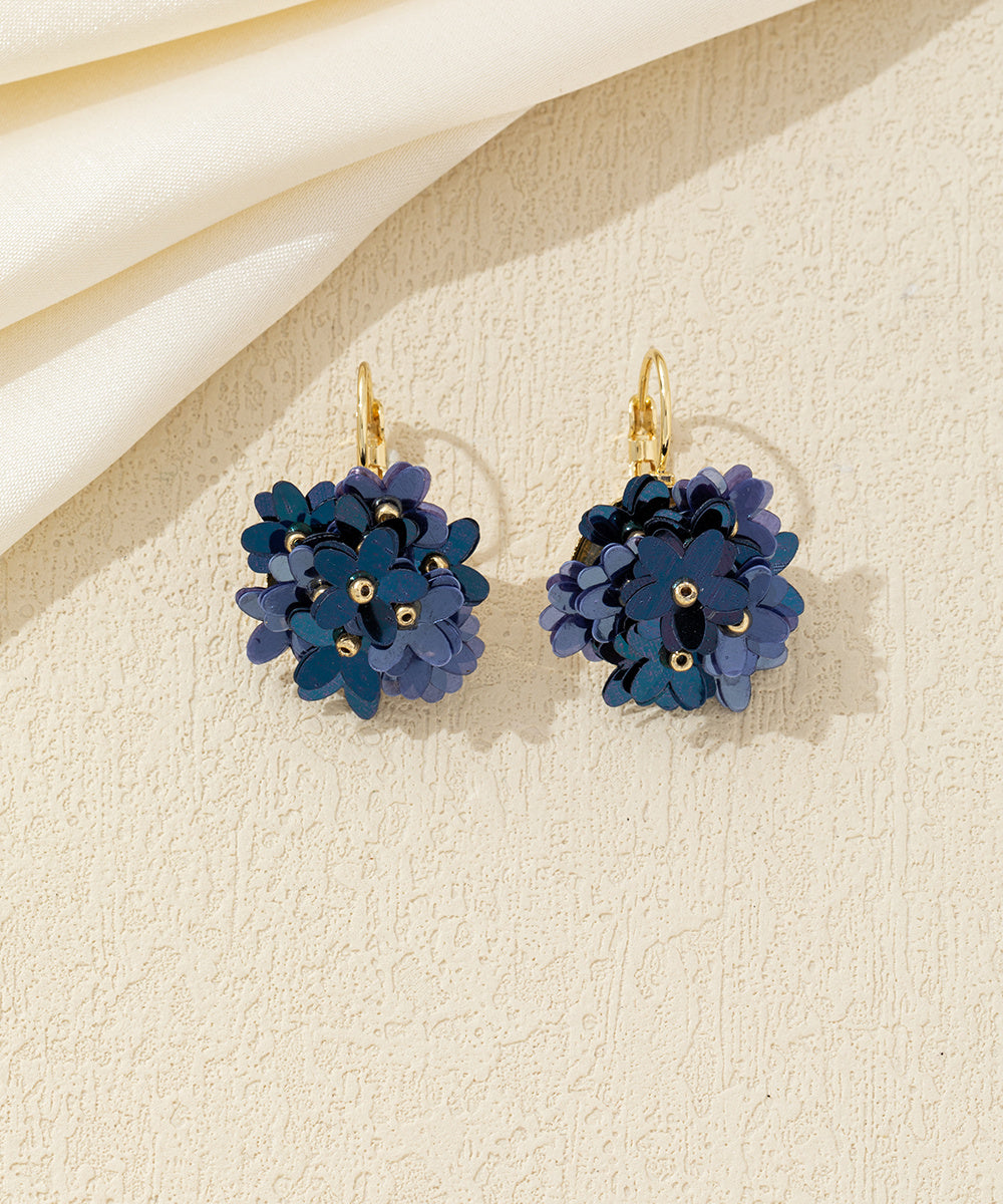 Boucles d’oreilles pendantes fleurs sequins Dormeuse – 26AHBO001