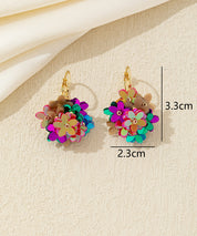 Boucles d’oreilles pendantes fleurs sequins Dormeuse – 26AHBO001