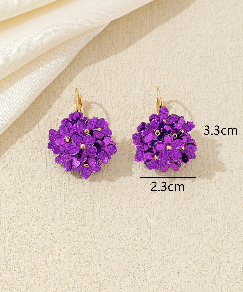 Boucles d’oreilles pendantes fleurs sequins Dormeuse – 26AHBO001