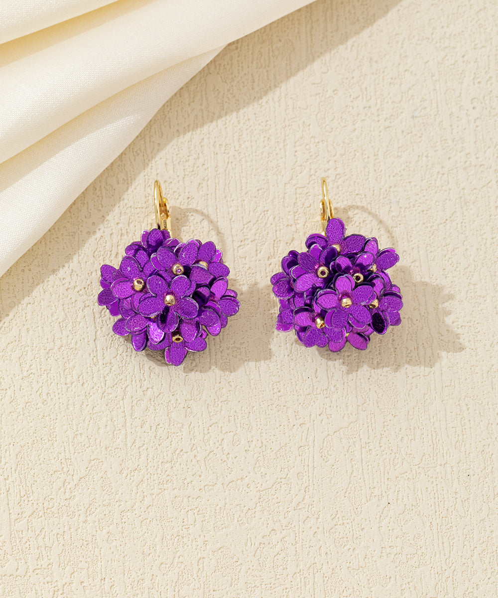 Boucles d’oreilles pendantes fleurs sequins Dormeuse – 26AHBO001