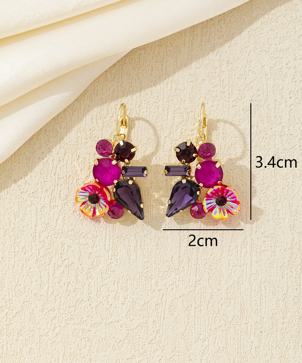 Boucles d’oreilles dormeuses florales multiformes en verre – 26AHBO002