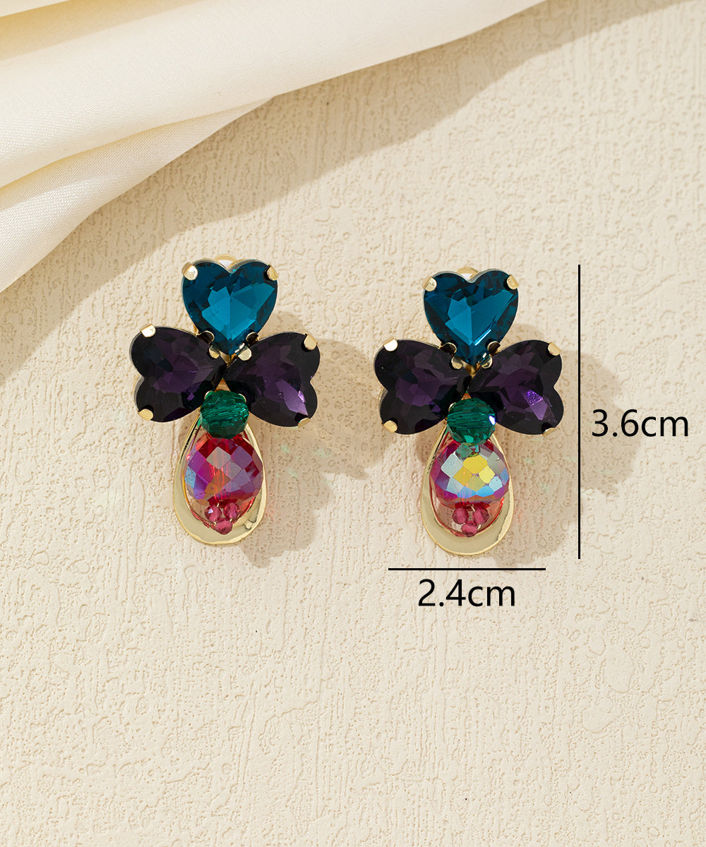 Boucles d’oreilles clip trèfle en verre taillé – 26AHBOL010