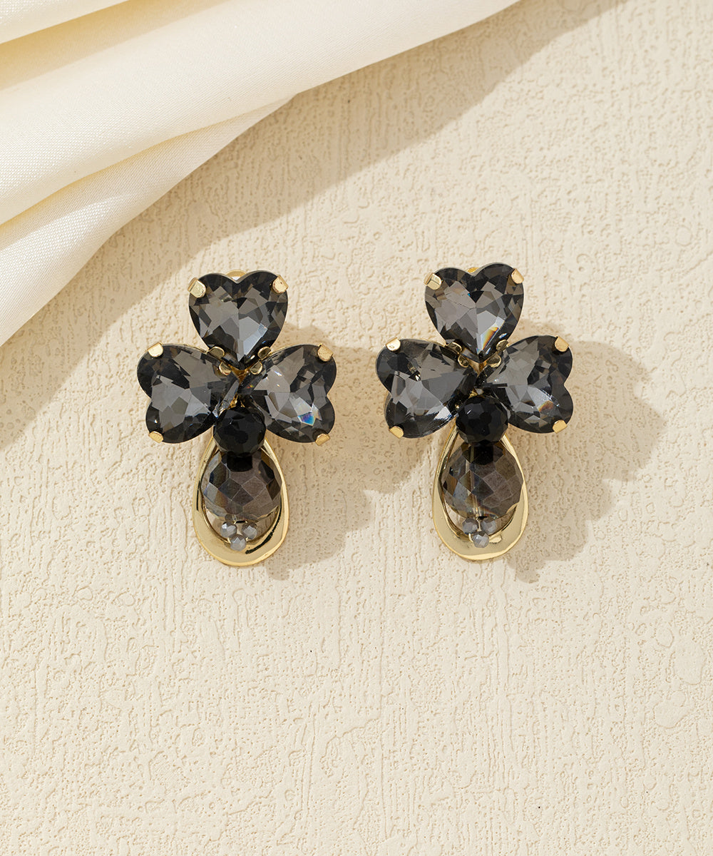 Boucles d’oreilles clip trèfle en verre taillé – 26AHBOL010