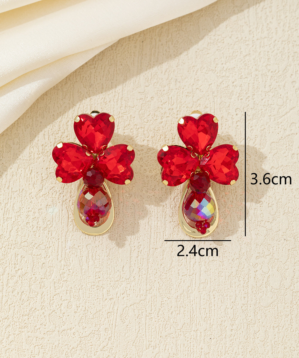 Boucles d’oreilles clip trèfle en verre taillé – 26AHBOL010