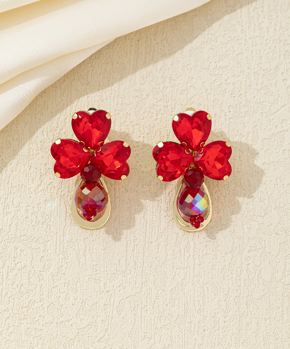 Boucles d’oreilles clip trèfle en verre taillé – 26AHBOL010