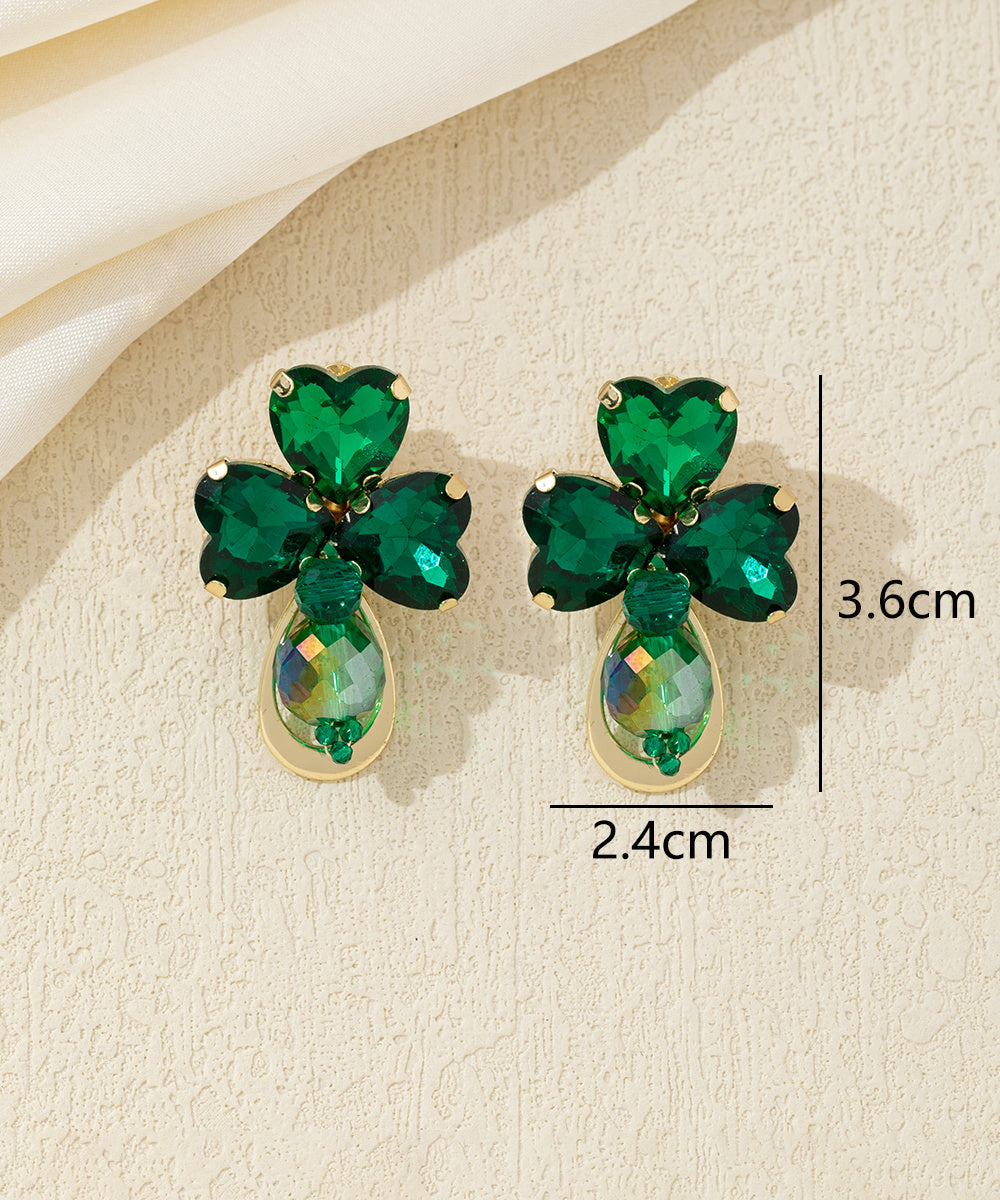 Boucles d’oreilles clip trèfle en verre taillé – 26AHBOL010