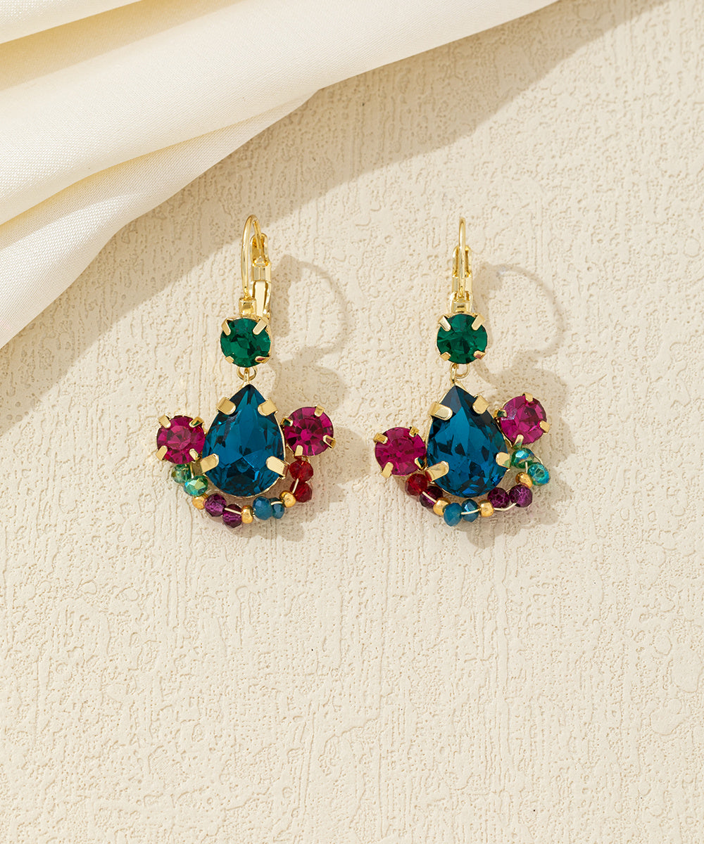 Boucles d’oreilles pendantes strass colorés Dormeuse – 26AHBOL042