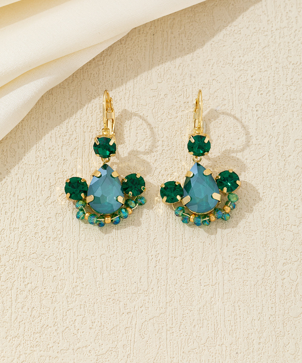 Boucles d’oreilles pendantes strass colorés Dormeuse – 26AHBOL042