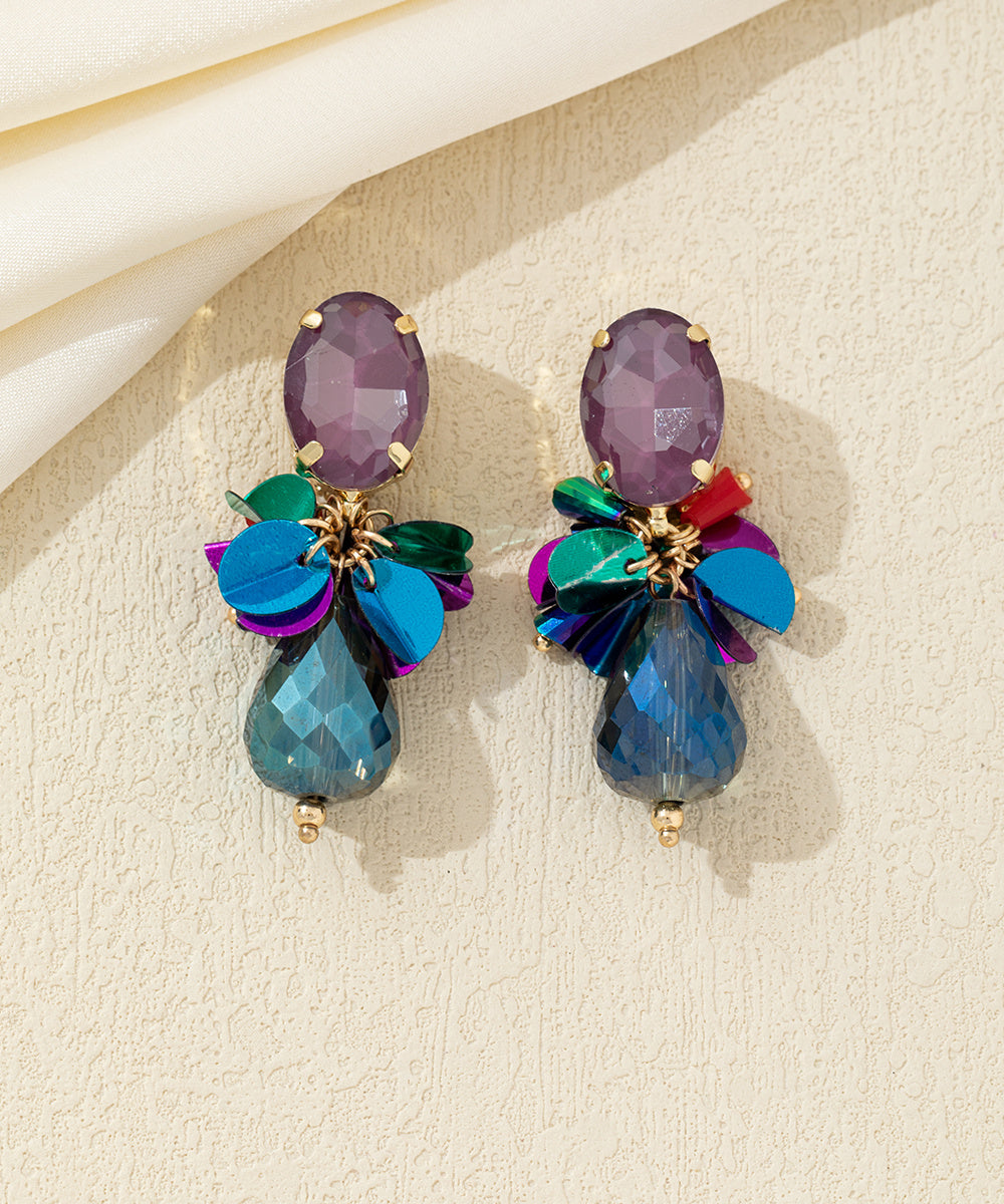 Boucles d’oreilles clip strass & sequins – 26AHBOL005