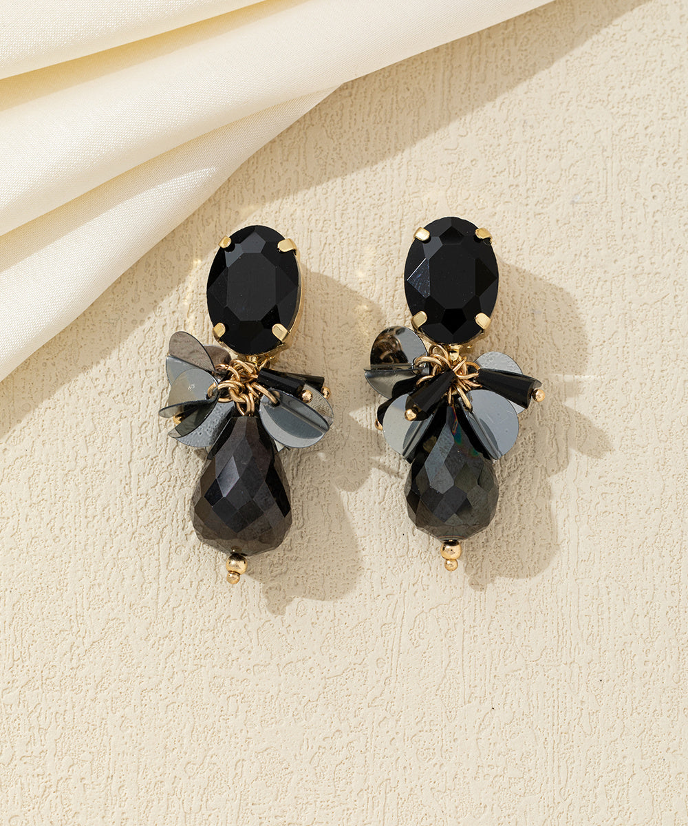 Boucles d’oreilles clip strass & sequins – 26AHBOL005